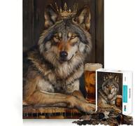 Puzzle de 1000 pièces Wolf King Crown Pint Beer pour Adultes,Jeu de résolution de problèmes,qualité Professionnelle,activité de Groupe relaxante en intérieur (38x52cm)