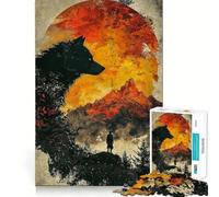 Puzzle de 1000 pièces Wolf Mountain Sunset pour Adultes,Jeu de résolution de problèmes,qualité Professionnelle,activité de Groupe relaxante en intérieur (38x52cm)