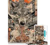 Puzzle de 1000 pièces Wolf Ramen Noodles Japan pour Adultes,Jeu de résolution de problèmes,qualité Professionnelle,activité de Groupe relaxante en intérieur (50x75cm)