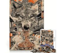 Puzzle de 1000 pièces Wolf Ramen Noodles Japan Réflexion, Entraînement, Détente, Bords définis, Surprise d'anniversaire (38x26cm)