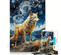 Puzzle de 1000 pièces Wolf Van Gogh pour Adolescents,Jeu de réflexion,découpe Laser pour Un Assemblage Parfait,activité de Groupe relaxante en intérieur (38x52cm)