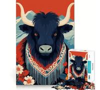 Puzzle de 1000 pièces Yak Mountain Illustration pour Adolescents,Jeu de réflexion,découpe Laser pour Un Assemblage Parfait,activité de Groupe relaxante en intérieur (50x75cm)