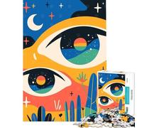 Puzzle de 1000 pièces Yeux Nocturnes du désert Art Abstrait Minimaliste surréaliste Puzzle pour Adolescents Niveau de difficulté élevé Chaque pièce est Unique Jouet éducatif (38x52cm)