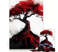 Puzzle de 1000 pièces Yggdrasil Rouge, Arbre du Monde, pour Adultes et Adolescents, Jeu intellectuel, à Partager à la Maison, qualité et découpe Classiques (38x52cm)