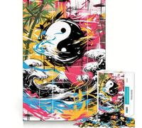 Puzzle de 1000 pièces Yin Yang Abstrait Graffiti pour Adolescents,Jeu de réflexion,découpe Laser pour Un Assemblage Parfait,activité de Groupe relaxante en intérieur (38x26cm)