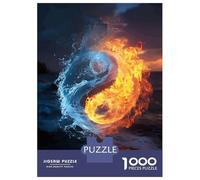 Puzzle De 1000 Pièces Yin Yang Fire and Water Puzzle pour Adolescents Course De Vitesse Manuelle Liste De Souhaits avec Le Père Noël Jouets Jeux Éducatifs 38x26cm/1000pcs