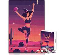 Puzzle de 1000 pièces Yoga de sorcière dans Le désert pour Adolescents:Jeu Amusant et Stimulant pour Le développement cognitif, Cadeau Original et attentionné Dimensions:50x75 cm