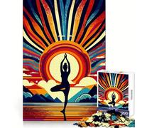 Puzzle de 1000 pièces Yoga Sunset Pop Art pour Adolescents, idéal pour Le développement cérébral, Facile à Nettoyer et à Assembler, Cadeau de Noël Chaleureux (50x75cm)