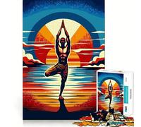 Puzzle de 1000 pièces Yoga Sunset Pop Art pour Adolescents Jeu de mémoire et de Concentration Qualité Professionnelle Activité relaxante en Groupe à l'intérieur (50x75cm)