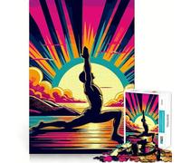 Puzzle de 1000 pièces Yoga Sunset Pop Art pour Adolescents,Jeu de réflexion,découpe Laser pour Un Assemblage Parfait,activité de Groupe relaxante en intérieur (38x26cm)