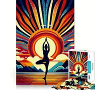 Puzzle de 1000 pièces Yoga Sunset Pop Art pour Adultes Entraînement Mental Amusant Découpe de précision Bords Lisses Activité absorbante pour des soirées tranquilles (50x75cm)