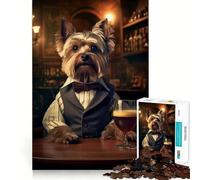 Puzzle de 1000 pièces Yorkshire Terrier au pub pour Adultes Exercice cérébral Amusant Pièces Robustes et nettes Activité apaisante pour Une Pause mentale (38x52cm)