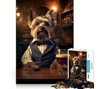 Puzzle de 1000 pièces Yorkshire Terrier au pub pour Adultes,Jeu de résolution de problèmes,qualité Professionnelle,activité de Groupe relaxante en intérieur (50x75cm)
