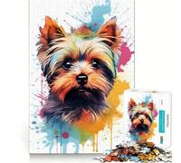 Puzzle de 1000 pièces Yorkshire Terrier pour Adultes,Jeu Stimulant l'esprit,découpe Laser pour Un Assemblage Parfait,activité Amusante en Famille (38x26cm)