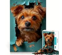 Puzzle de 1000 pièces Yorkshire Terrier Qui Regarde,pour Adultes,Jeu de résolution de problèmes,qualité Professionnelle,activité de Groupe relaxante en intérieur (38x52cm)