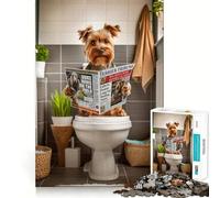 Puzzle de 1000 pièces Yorkshire Terrier Toilettes pour Adultes Jeu Stimulant l'esprit Surface Lisse sans bavures Passe-Temps Fascinant pour Les Moments de détente (50x75cm)