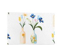 Puzzle de 1000 pièces Yyhwhjde Fleurs dans des bouteilles en céramique Image éducative intellectuelle en bois Puzzles amusants pour soulager le stress