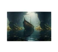 Puzzle de 1000 pièces Yyhwhjde Shipwreck at The Bottom of The Lake Prints Puzzle en bois de qualité pour adultes et enfants, puzzles amusants pour soulager le stress