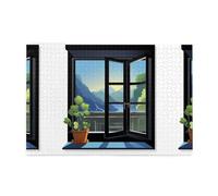 Puzzle de 1000 pièces Yyhwhjde The Scenery Outside The Window Prints Puzzle en bois de qualité pour adultes et enfants, puzzles amusants pour soulager le stress