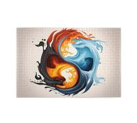 Puzzle de 1000 pièces Yyhwhjde Yin Yang - Image du feu de l'eau - Puzzles éducatifs intellectuels en bois - Puzzles amusants pour soulager le stress
