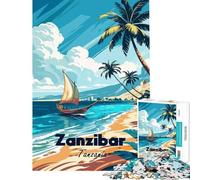 Puzzle de 1000 pièces Zanzibar Tanzanie ︰ Scène de Plage Tropicale pour Un Anniversaire ou Noël Jeu éducatif pour améliorer la mémoire à partir de 14 Ans 50x75cm