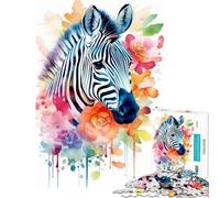Puzzle de 1000 pièces Zèbre Aquarelle Jouet éducatif Stimulant et Difficile Idée Cadeau (Dimensions 75x50cm)