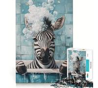 Puzzle de 1000 pièces Zèbre dans Un Bain moussant pour Adolescents,Jeu de réflexion,découpe Laser pour Un Assemblage Parfait,activité relaxante en Groupe à l'intérieur (38x52cm)