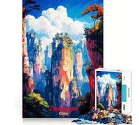 Puzzle de 1000 pièces Zhangjiajie Art Poster Exercice Mental Amusant Pièces précises et sans Couture Un Moyen captivant de Passer Le Temps Libre (50x75cm)