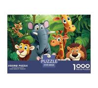 Puzzle De 1000 Piezas Animales de la selvaDesafíos Extra Divertidos Pasatiempo Creativo Cartoon ElefanteJuego Familiar Regalo Para Adultos Y Niños 38x26cm/1000pcs