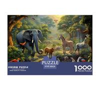 Puzzle De 1000 Piezas Animales de la selvaDesafíos Extra Divertidos Pasatiempo Creativo ElefanteRegalo, Diversión Para Adultos Y Niños Mayores 38x26cm/1000pcs