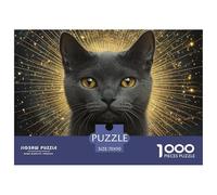 Puzzle De 1000 Piezas Azul rusoDesafíos Extra Divertidos Pasatiempo Creativo Pet GatoRegalo, Diversión Para Adultos Y Niños Mayores 70x50cm/1000pcs
