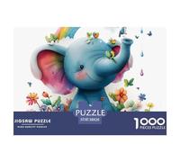 Puzzle De 1000 Piezas Elefante de dibujos animadosDesafíos Extra Divertidos Pasatiempo Creativo Animales lindosJuego Familiar Regalo Clásicos Para Adultos Y Niños A Partir De 12 Años 38x26cm