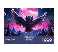 Puzzle De 1000 Piezas Lindo búhoDesafíos Extra Divertidos Pasatiempo Creativo Under The Hermosa lunaRegalo Creativo Para La Relajación Para Adultos Y Niños 70x50cm/1000pcs