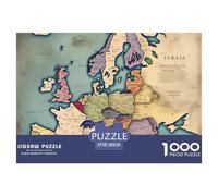 Puzzle De 1000 Piezas Mapa de EuropaDesafíos Extra Divertidos Pasatiempo Creativo MapasRegalo Creativo Para La Relajación Juguete Colorido Para Niños De 8 A 12 Años 38x26cm/1000pcs