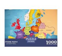 Puzzle De 1000 Piezas Mapa de EuropaDesafíos Extra Divertidos Pasatiempo Creativo Painting Regalo, Diversión Para Adultos Y Niños Mayores 38x26cm/1000pcs