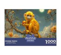 Puzzle De 1000 Piezas Mono DoradoDesafíos Extra Divertidos Pasatiempo Creativo Under The Moon Regalo Creativo Para La Relajación Para Adultos Y Niños Mayores De 12 Años 38x26cm/1000pcs