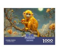 Puzzle De 1000 Piezas Mono DoradoDesafíos Extra Divertidos Pasatiempo Creativo Under The Moon Regalo Creativo Para La Relajación Para Adultos Y Niños 70x50cm/1000pcs