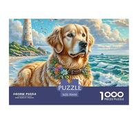 Puzzle De 1000 Piezas Retriever doradoDesafíos Extra Divertidos Pasatiempo Creativo Coastal FaroJuego Familiar Regalo Clásicos Para Adultos Y Niños A Partir De 12 Años Puzzle 70x50cm/1000pcs