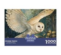 Puzzle De 1000 Piezas White búhoDesafíos Extra Divertidos Pasatiempo Creativo Nocturnal PájaroJuego Familiar Regalo Para Adultos Y Niños Mayores De 12 Años 38x26cm/1000pcs