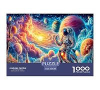 Puzzle de 1000pcs Astronaute Flottant dans Un Vortex Cosmique coloré pour Adultes Un Astronaute dans Un Espace Vibrant pour Toute la Famille, Cadeau pour Femmes et Hommes. 52x38 cm. 1000pcs.