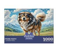 Puzzle de 1000pcs en Papier recyclé représentant Un Dogue tibétain dans Une Prairie Alpine. Idéal pour Les Adultes de 14 à 99 Ans. Décoration et Cadeau. Dimensions 38x26 cm.