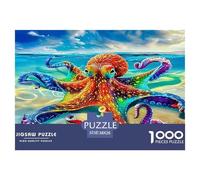 Puzzle de 1000pcs Pieuvre Pieuvre Orange Beach, Jeu éducatif et décompressant pour Adultes et Adolescents, 38x26 cm/1000pcs