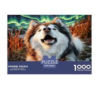 Puzzle de 1000pcs représentant Un Adorable Husky à la Gueule Ouverte. Jeu Familial Amusant et Stimulant, idéal comme Cadeau. 38x26 cm/1000pcs.