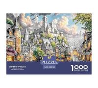 Puzzle de 1000pcs représentant Une cathédrale Gothique Un Charmant Village avec de Vieux bâtiments. Idéal pour Les Adultes, Les Adolescents et Les Seniors. Un Cadeau Parfait ! 52x38 cm.