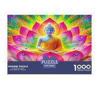 Puzzle de 1000pcs représentant Une Statue de Bouddha Bouddha au Grand Lotus Lumineux, Jeu éducatif et décompressant pour Adultes et Adolescents, 38x26 cm/1000pcs