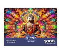 Puzzle de 1000pcs représentant Une Statue de Bouddha Bouddha auréolé de Lotus. Un Jeu Familial Amusant et Stimulant, Une Excellente idée Cadeau. 52x38 cm/1000pcs