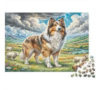 Puzzle de 1000Pièces Atlas Shepherd pour Adultes, Colley dans Une Prairie de Montagne Impossible Difficile et Éducatif Décompression 52x38cm/1000pcs