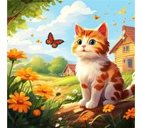 Puzzle de 120 Pièces pour Adultes Fleur de Chat Orange, Divertissement Créatif, Fun, Puzzle Adulte 120 pièces, DIY Puzzles Stimulant Parfait pour Les soirées de Jeu, Taille Finie:45x45cm