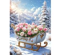 Puzzle de 1200 Pièces pour Adultes, Puzzle Adulte 1200 Pieces Coloré, Puzzles Difficile Impossible Activité Familiale Parfaite(Traîneau Tulipe d’Hiver)