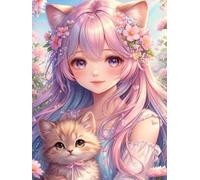 Puzzle de 1200 Pièces pour Adultes, Puzzle Adulte 1200 Pieces Coloré, Puzzles Difficile Impossible Activité Familiale Parfaite(Dessin animé Fille Chat)